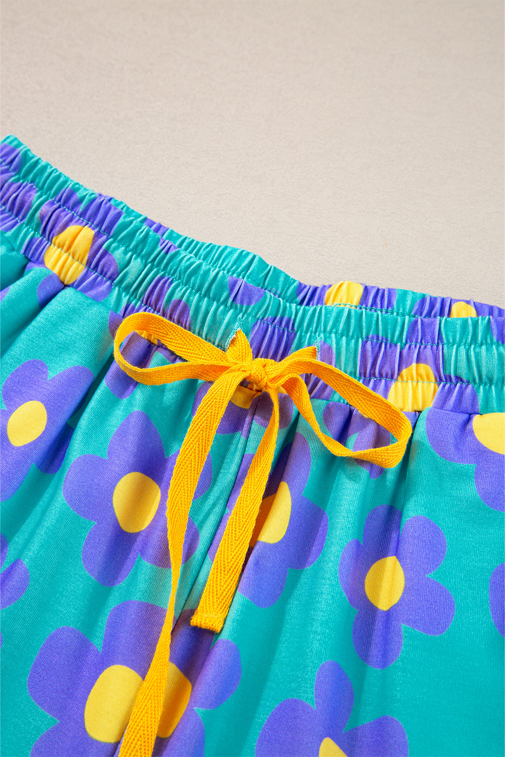 Green Flower Print Pajamas Set