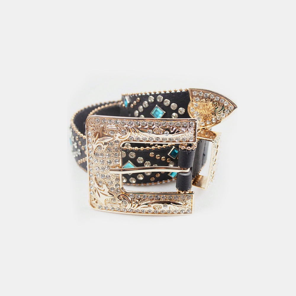 Rhinestone Western Chic Leather Belt