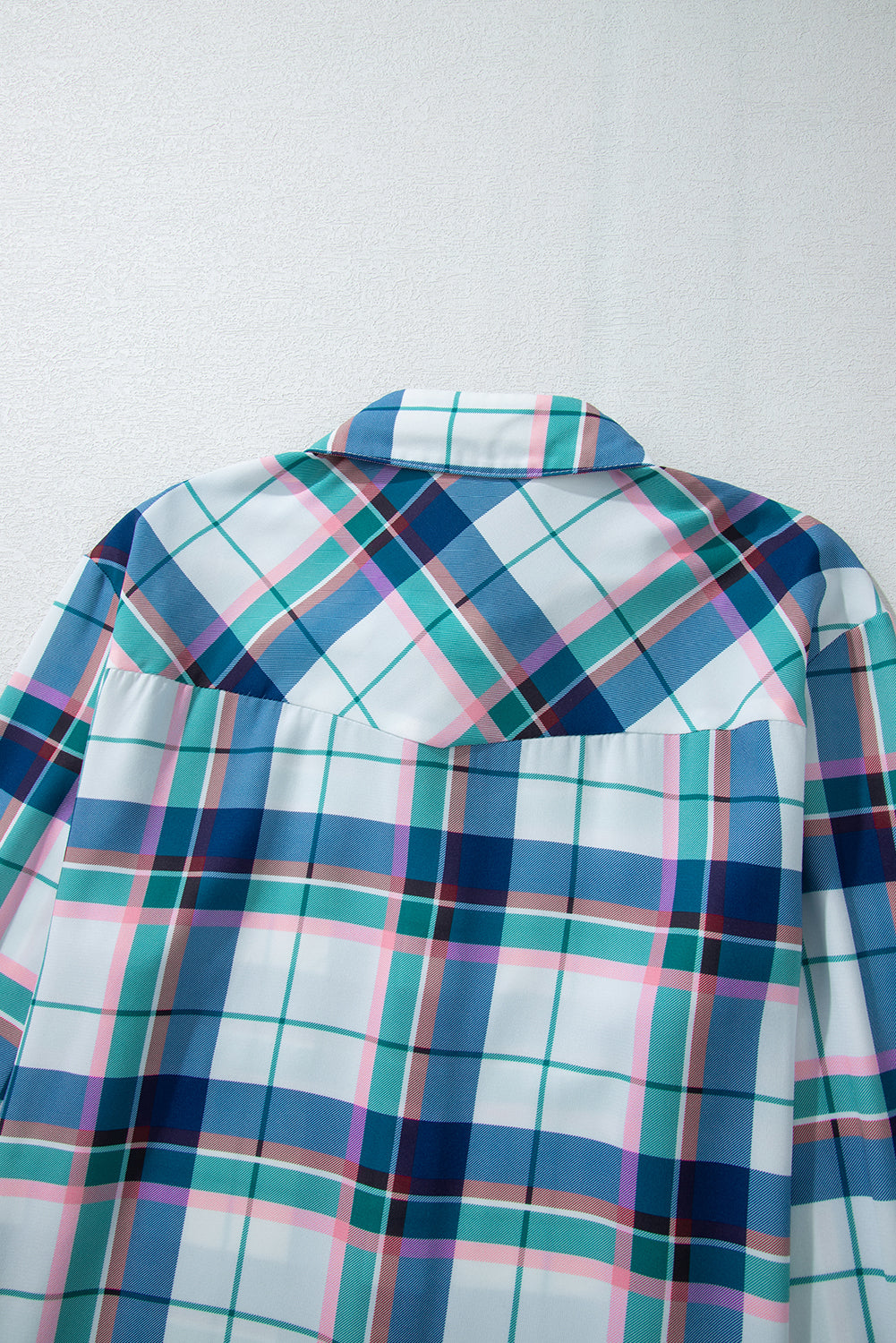 Blue Plaid Print Shirt and Shorts Lounge Set