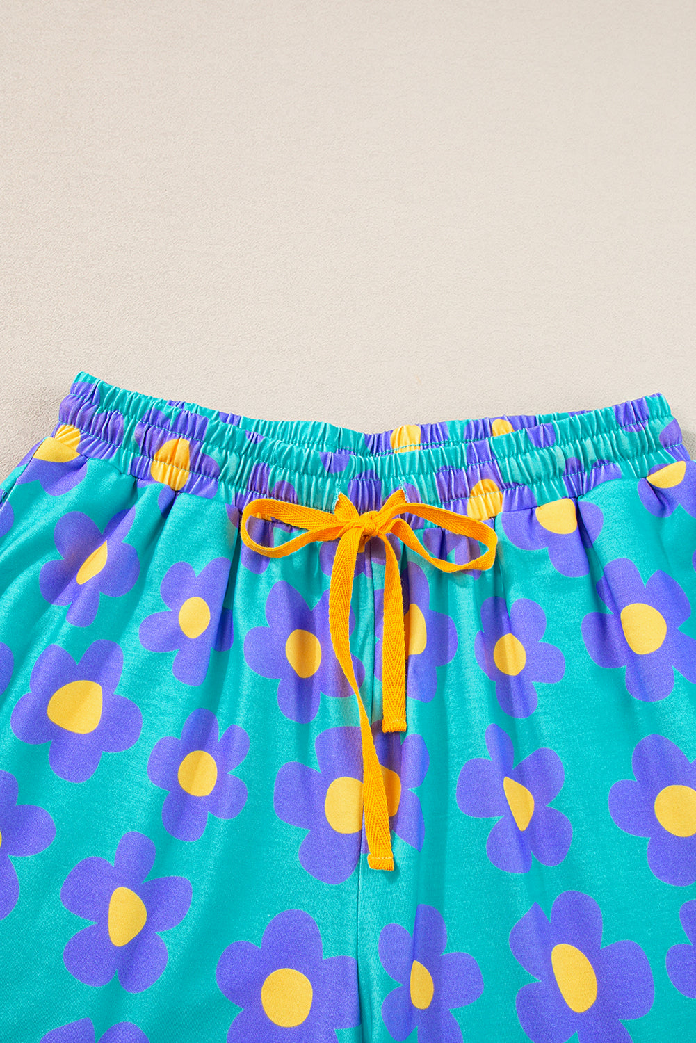 Green Flower Print Pajamas Set