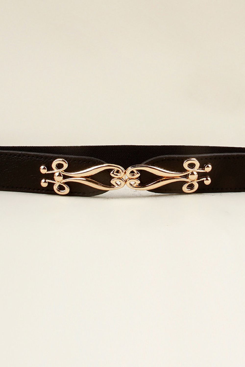 Buckle Elastic Belt with Gold Accents