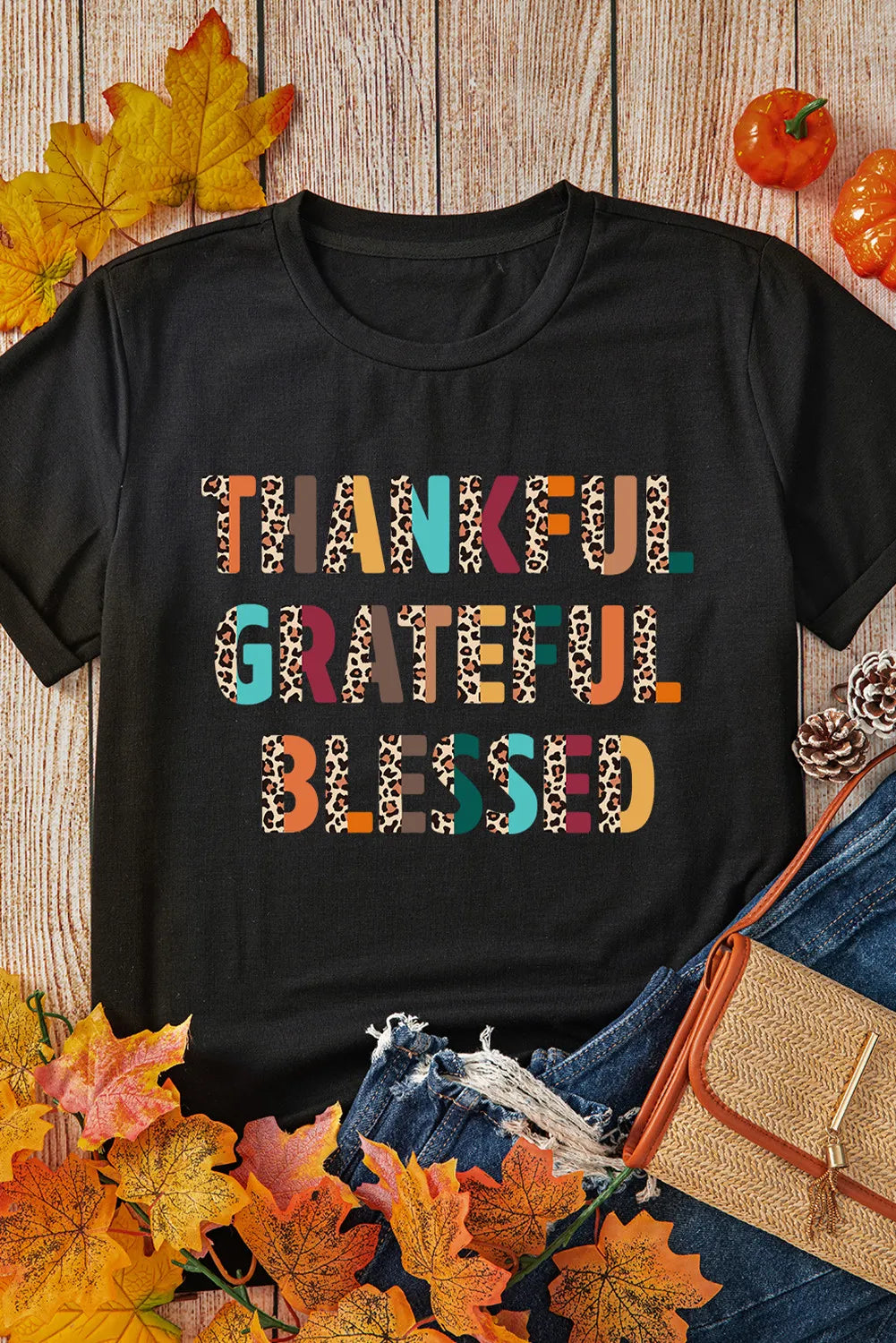 Thankful, Grateful, Blessed Graphic T-Shirt