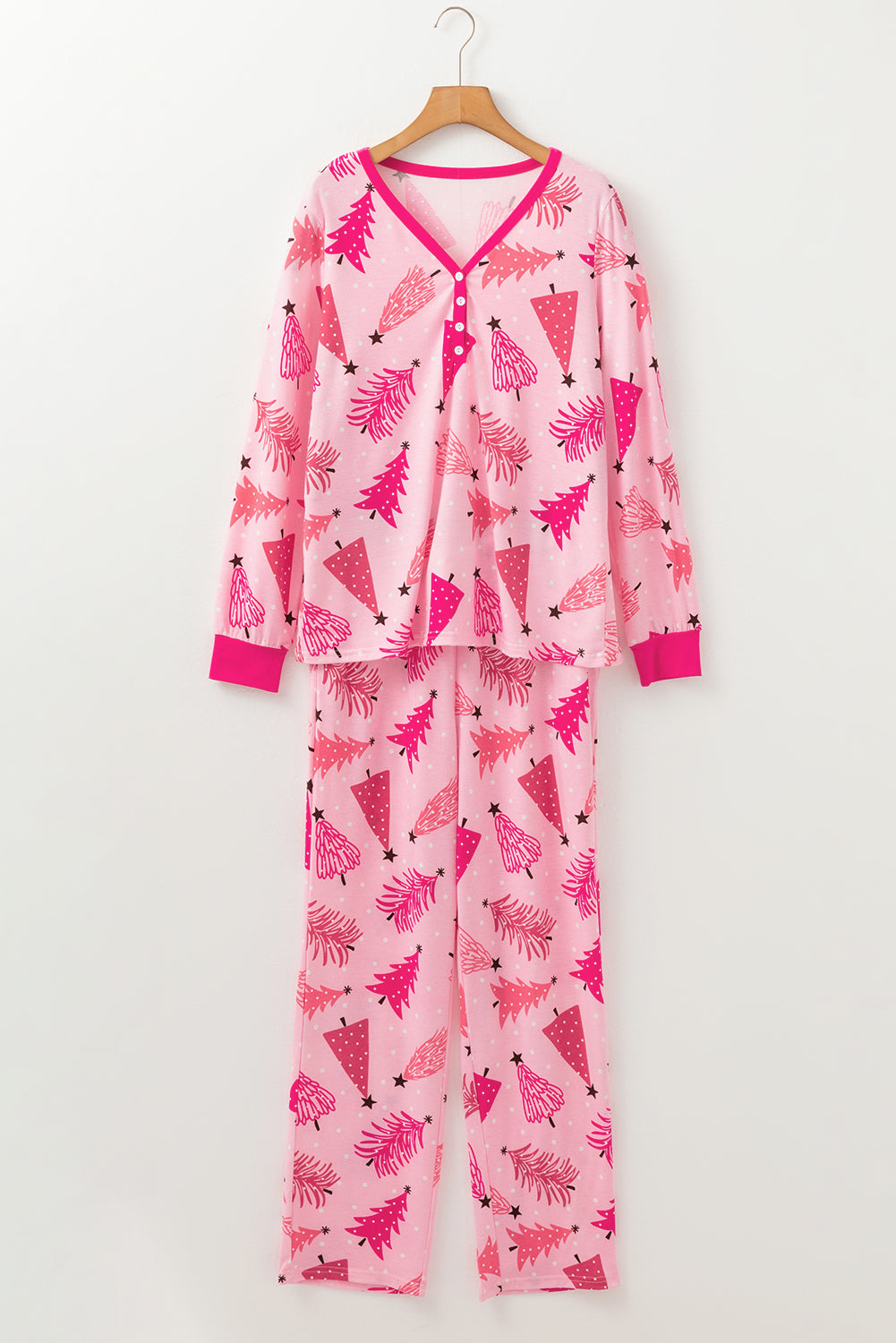 Pink Christmas Tree Print Lounge Set