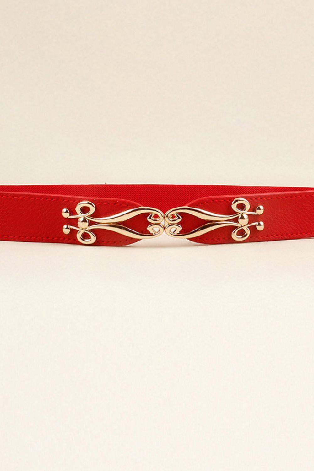 Buckle Elastic Belt with Gold Accents