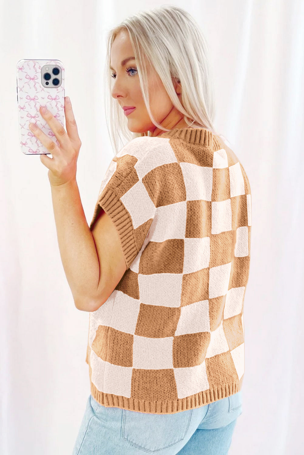 Colorblock Checkered Knit