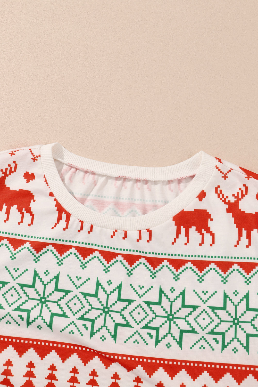 Festive White Christmas Print Pullover & Pants Lounge Set