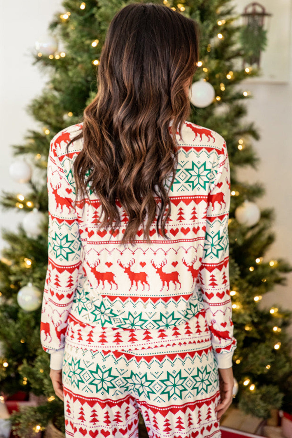 Festive White Christmas Print Pullover & Pants Lounge Set