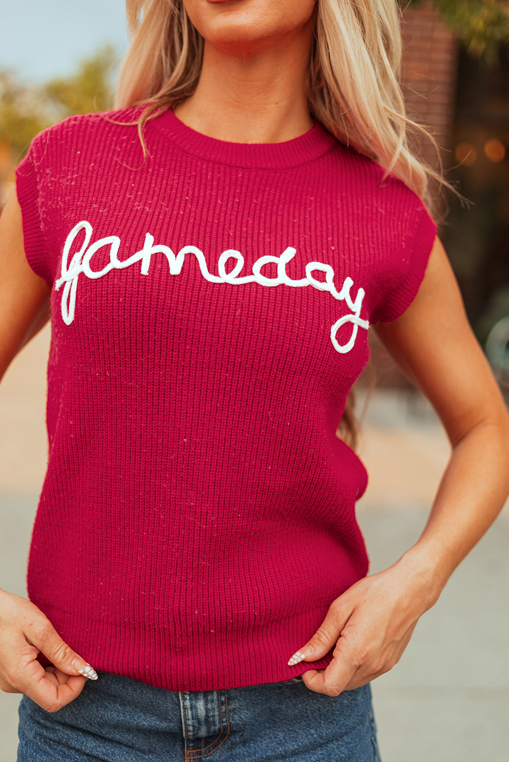 Racing Red Game Day Football Sweater Vest