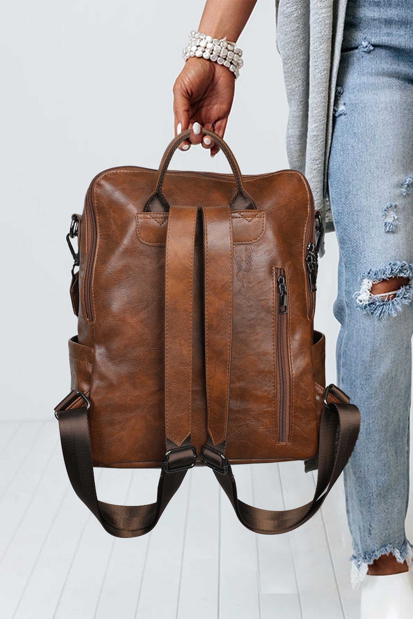 Dark Brown Tassel Retro Backpack
