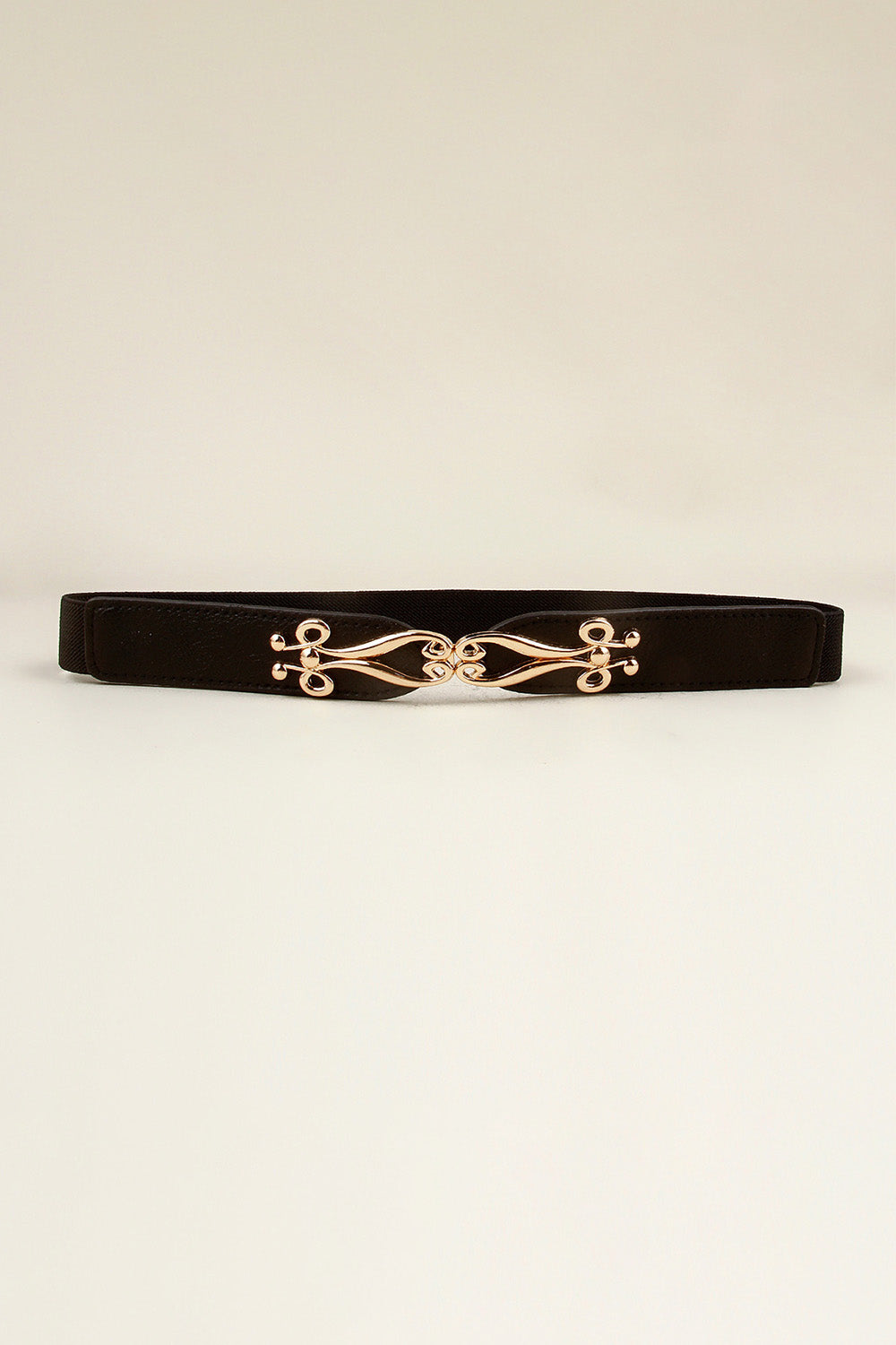 Buckle Elastic Belt with Gold Accents