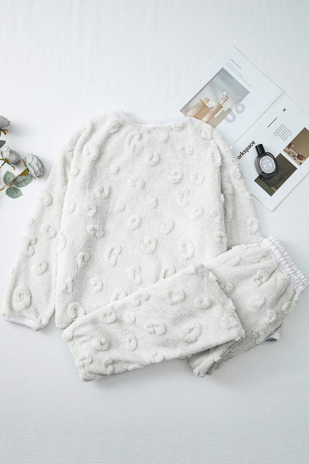 Leopard Textured Fleece Lounge Set