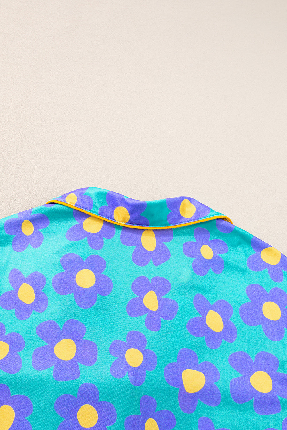 Green Flower Print Pajamas Set
