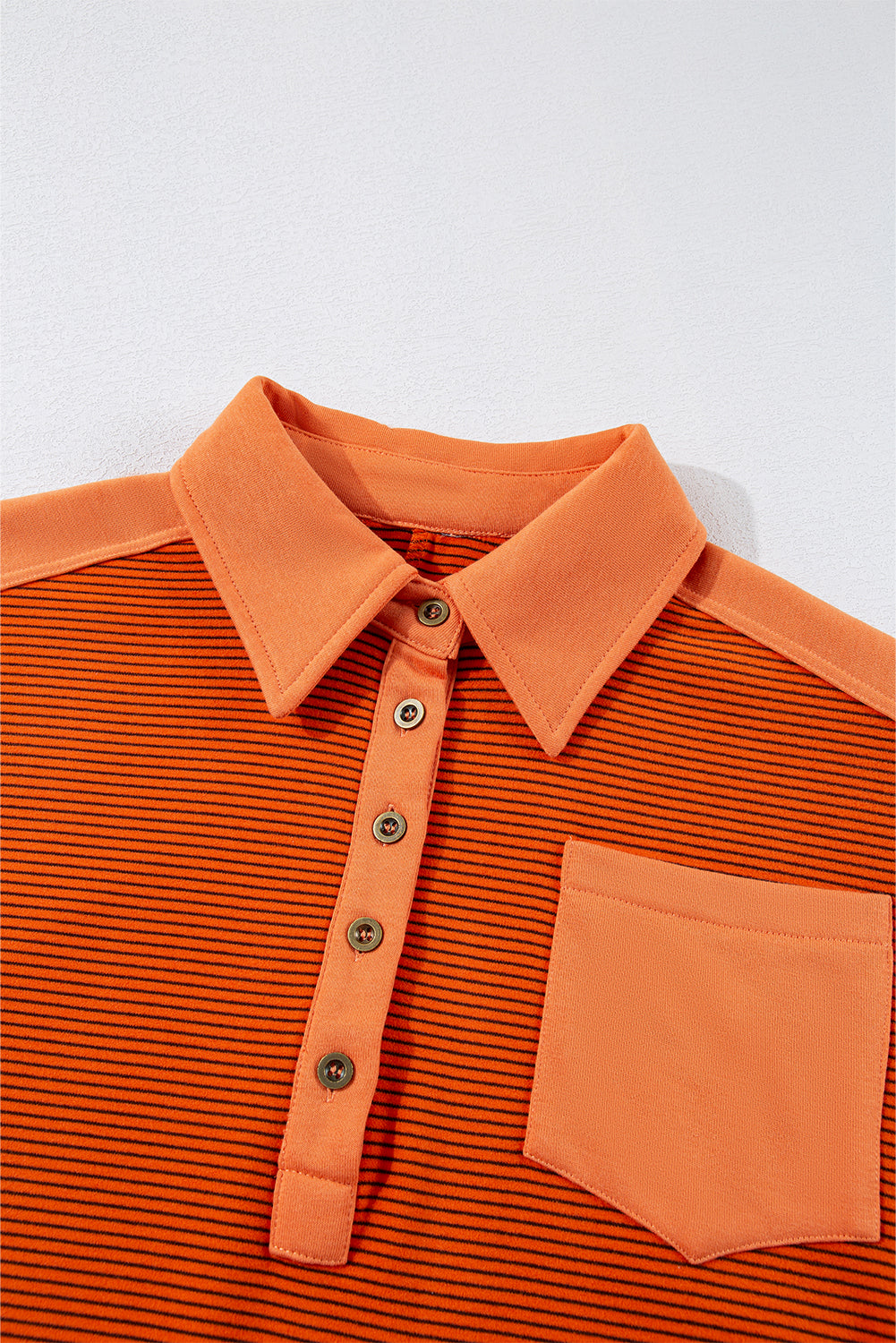 Trendy Henley Pullover with Puff Sleeves and Exposed Seams