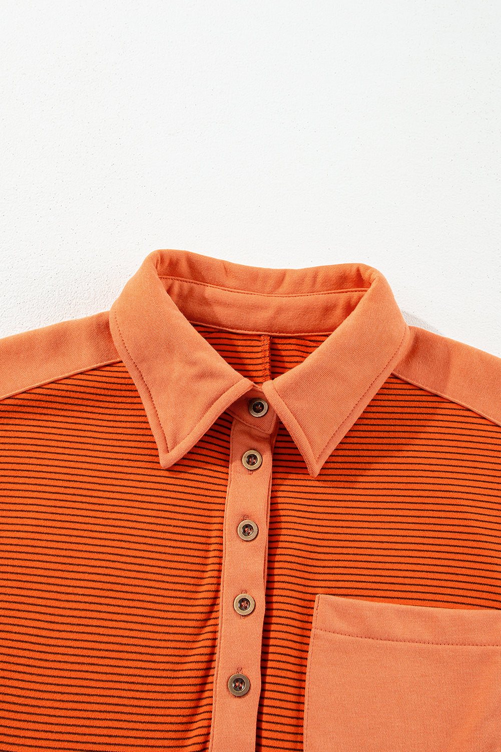 Trendy Henley Pullover with Puff Sleeves and Exposed Seams