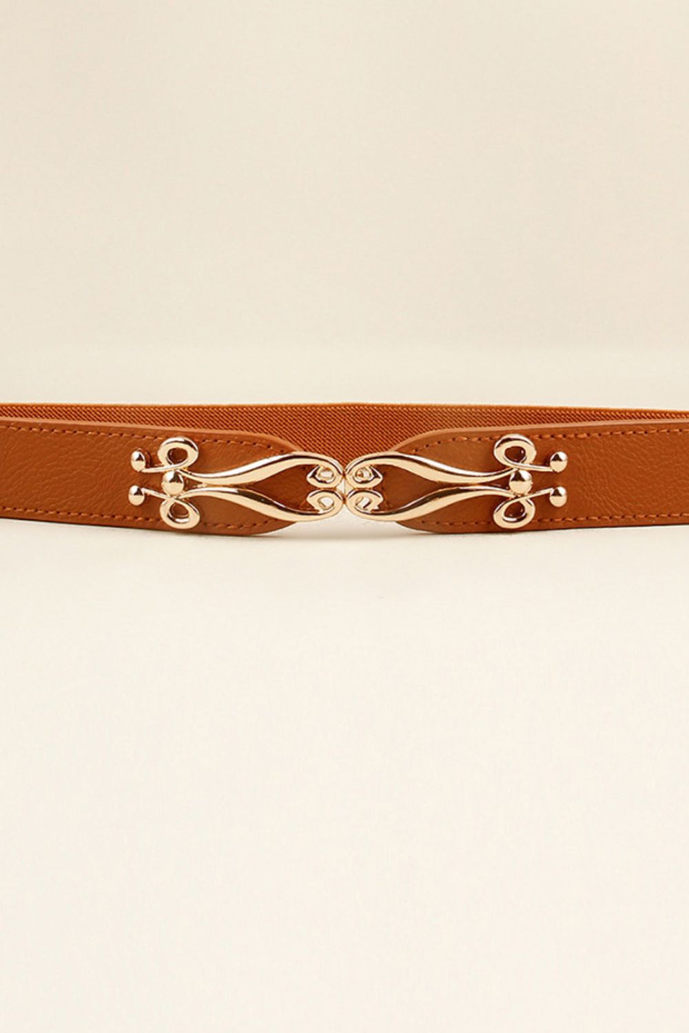 Buckle Elastic Belt with Gold Accents