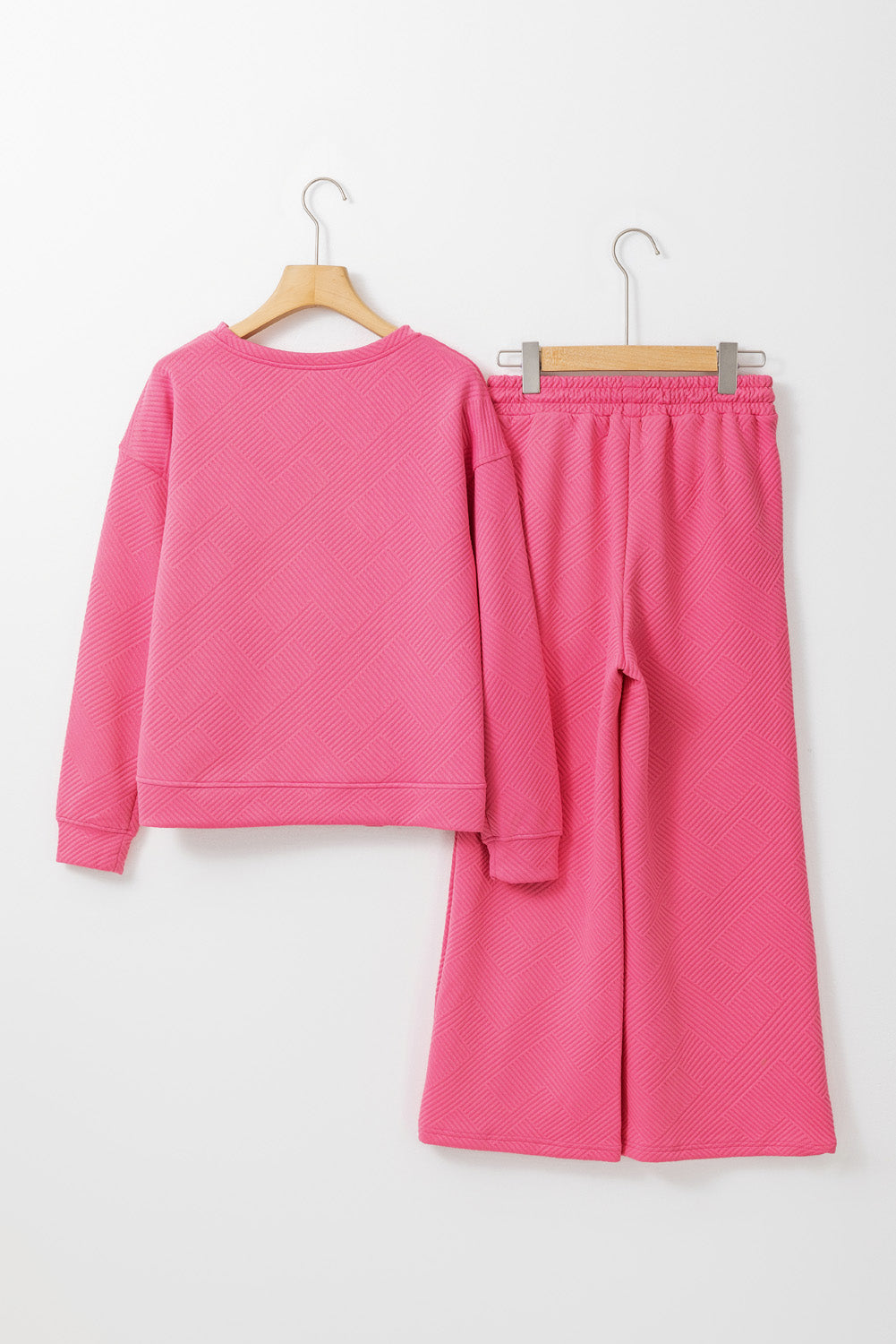 Textured Loose Slouchy Long Sleeve Top and Pants Set