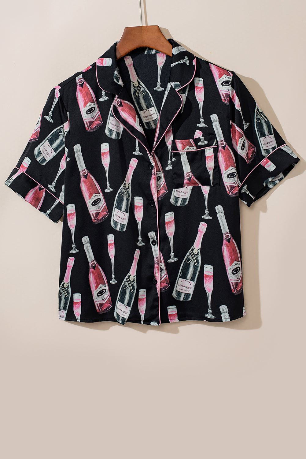Champagne Print Silky Pajamas Set