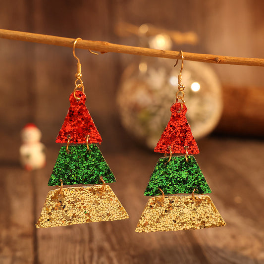 Christmas Tree Shape Sequin Earrings