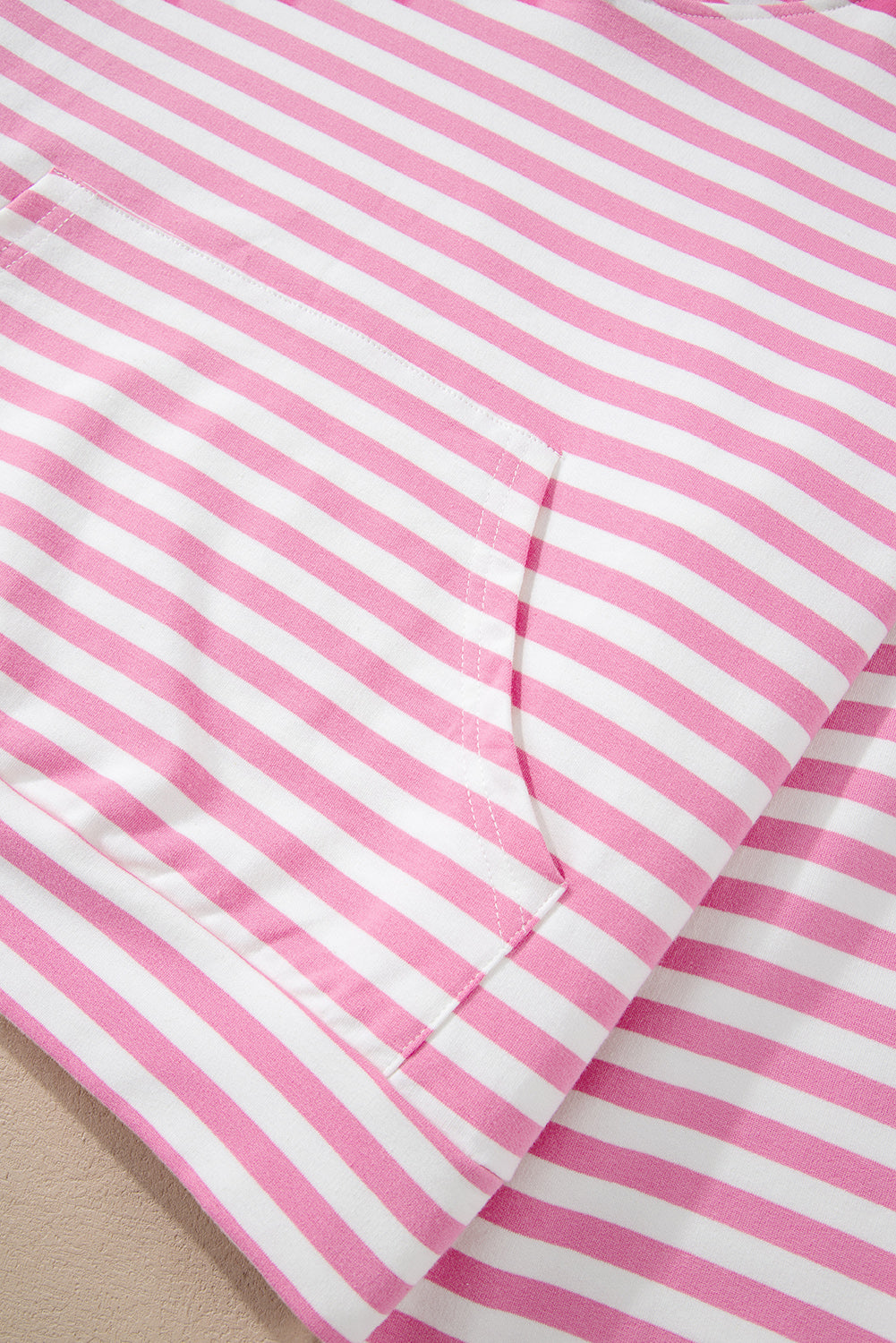 Pink Stripe Kangaroo Pocket Hoodie and Shorts Set