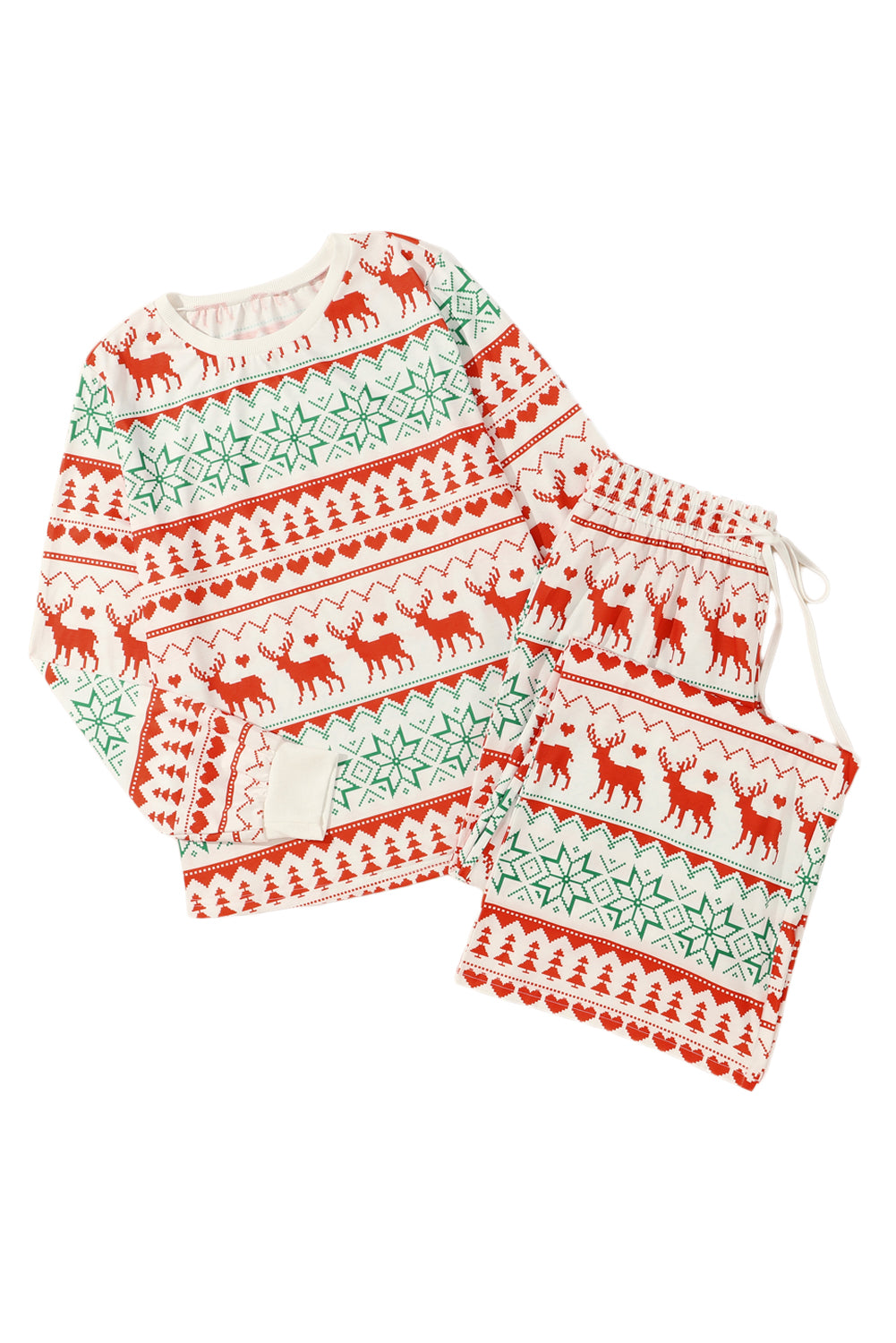 Festive White Christmas Print Pullover & Pants Lounge Set