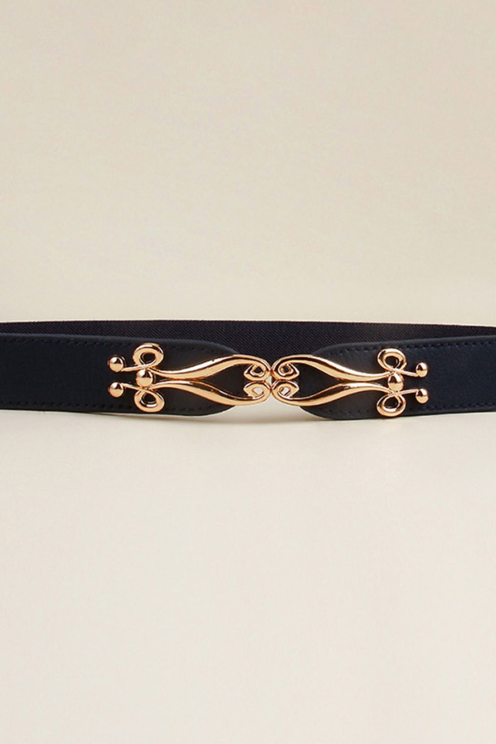 Buckle Elastic Belt with Gold Accents