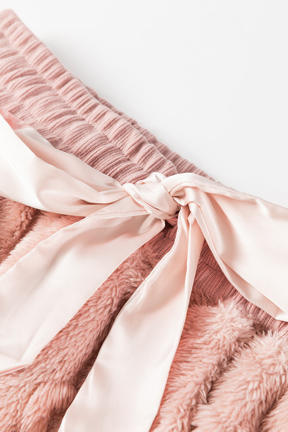 Light Pink Textured Leopard Fleece Lounge Set