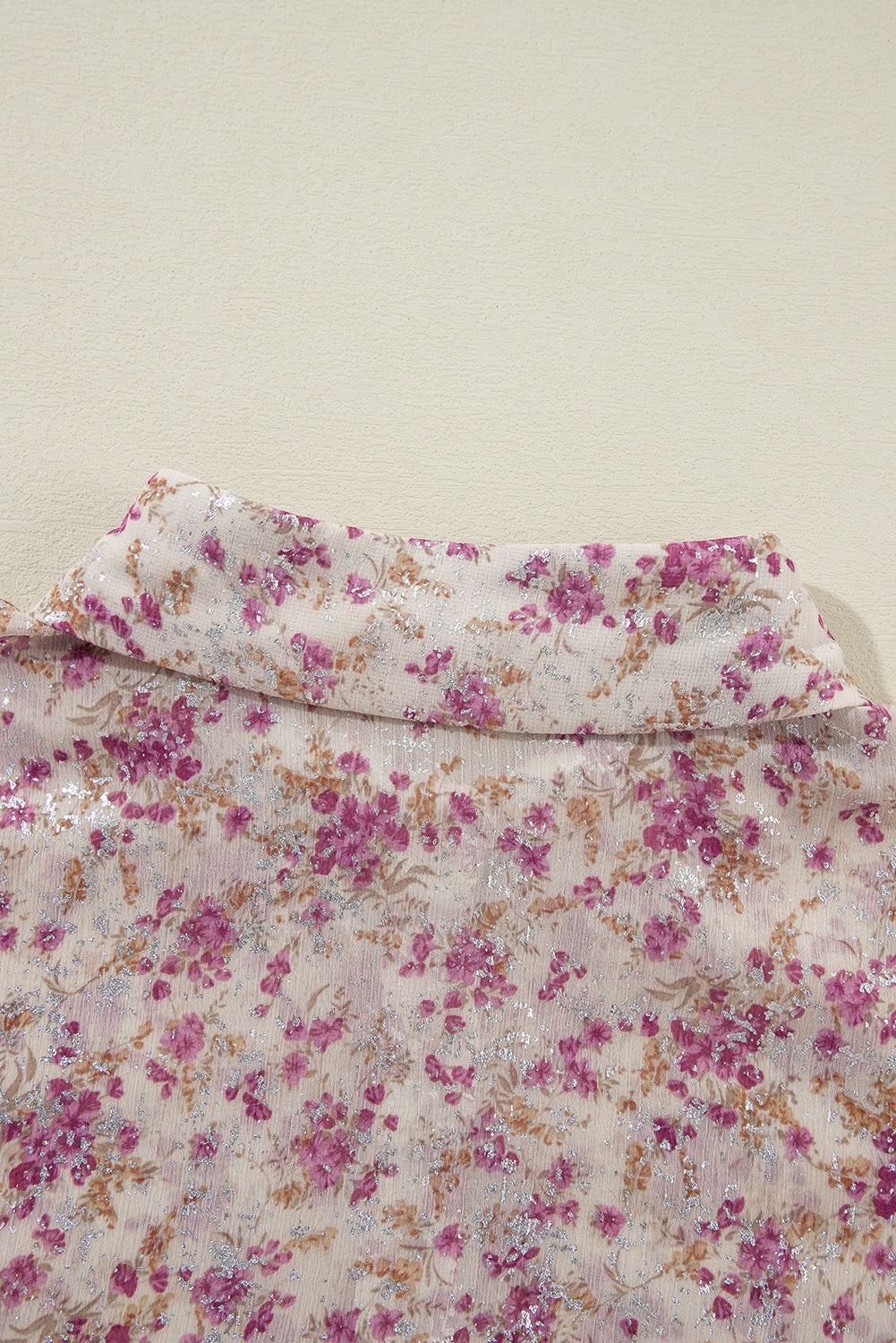 Pink Floral Bishop Sleeve Collared Blouse