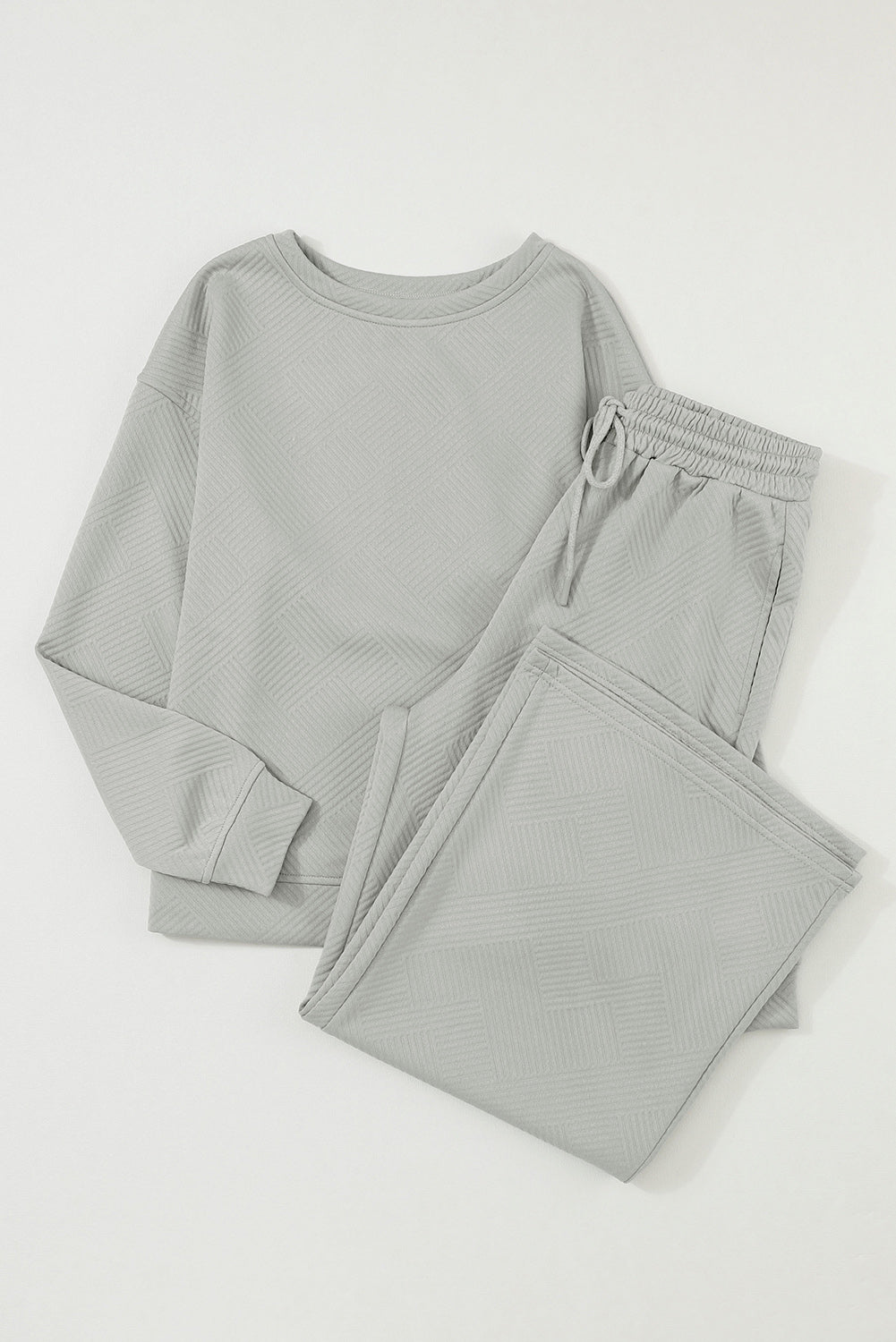 Textured Loose Slouchy Long Sleeve Top and Pants Set