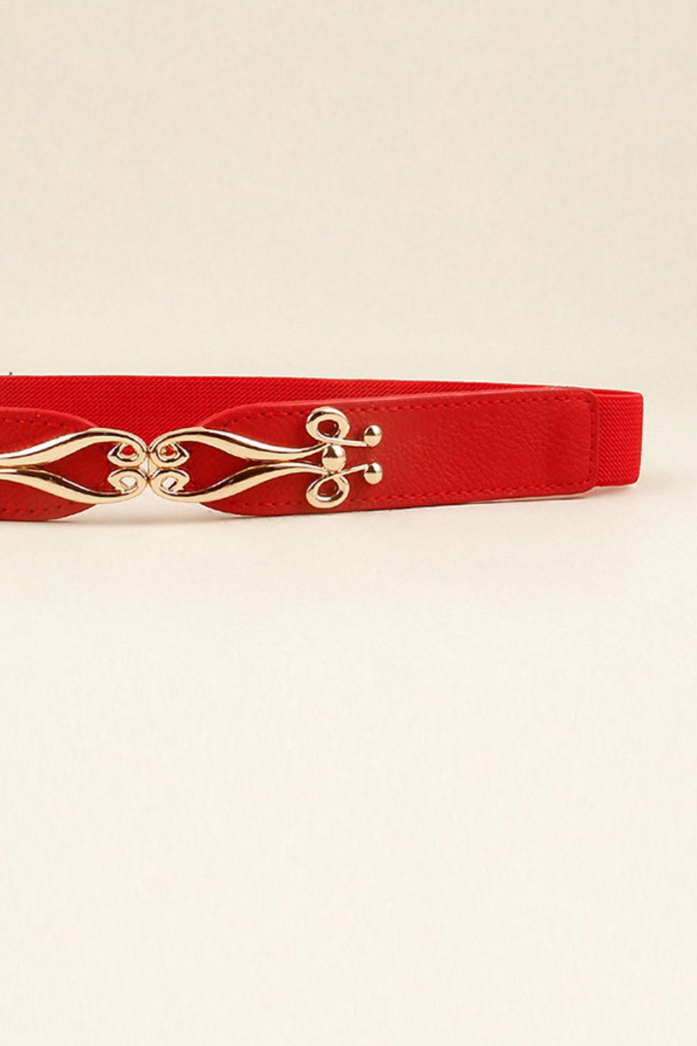 Buckle Elastic Belt with Gold Accents