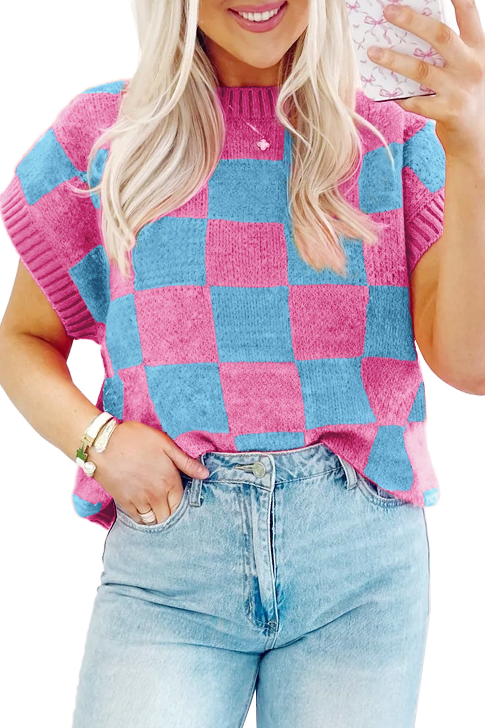 Colorblock Checkered Knit