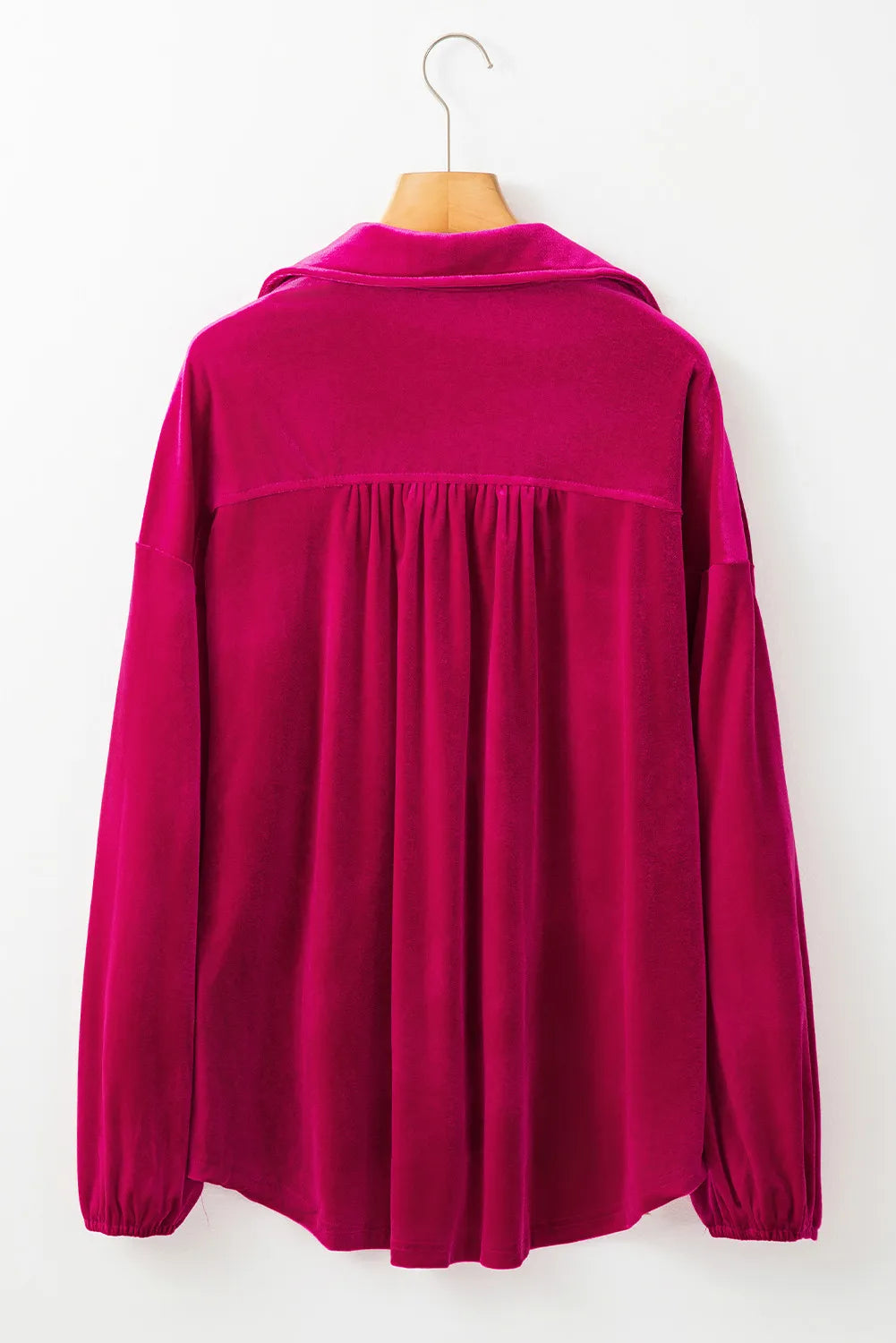 Velvet Pocketed Collared Blouse