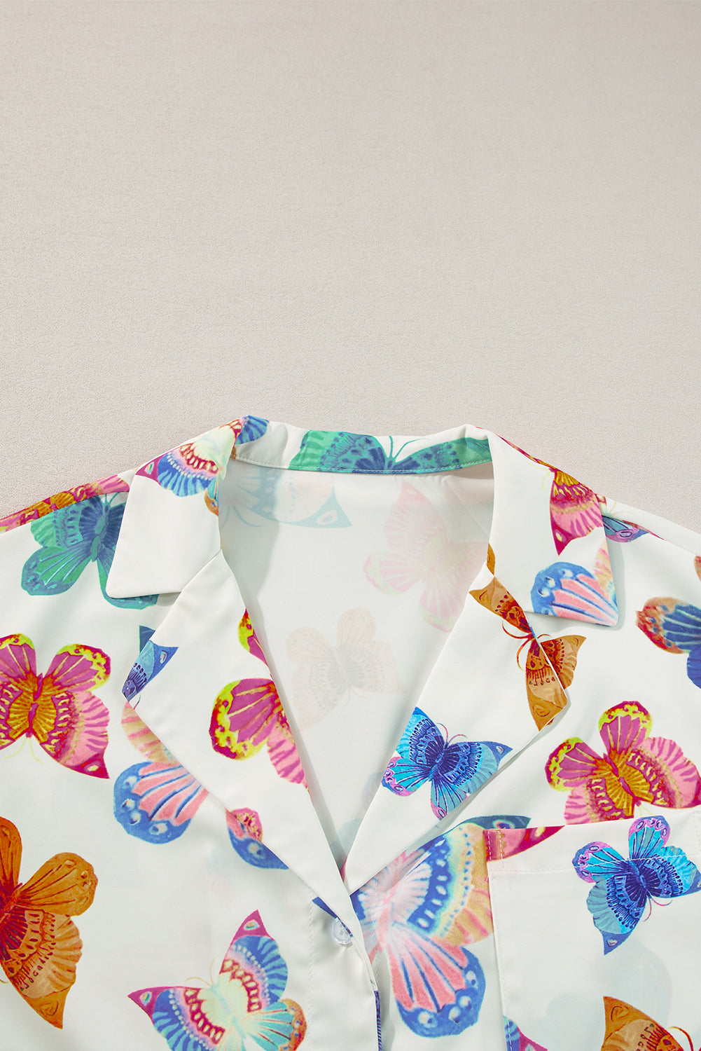 Butterfly Pattern Short Sleeve Shirt Pajamas Set