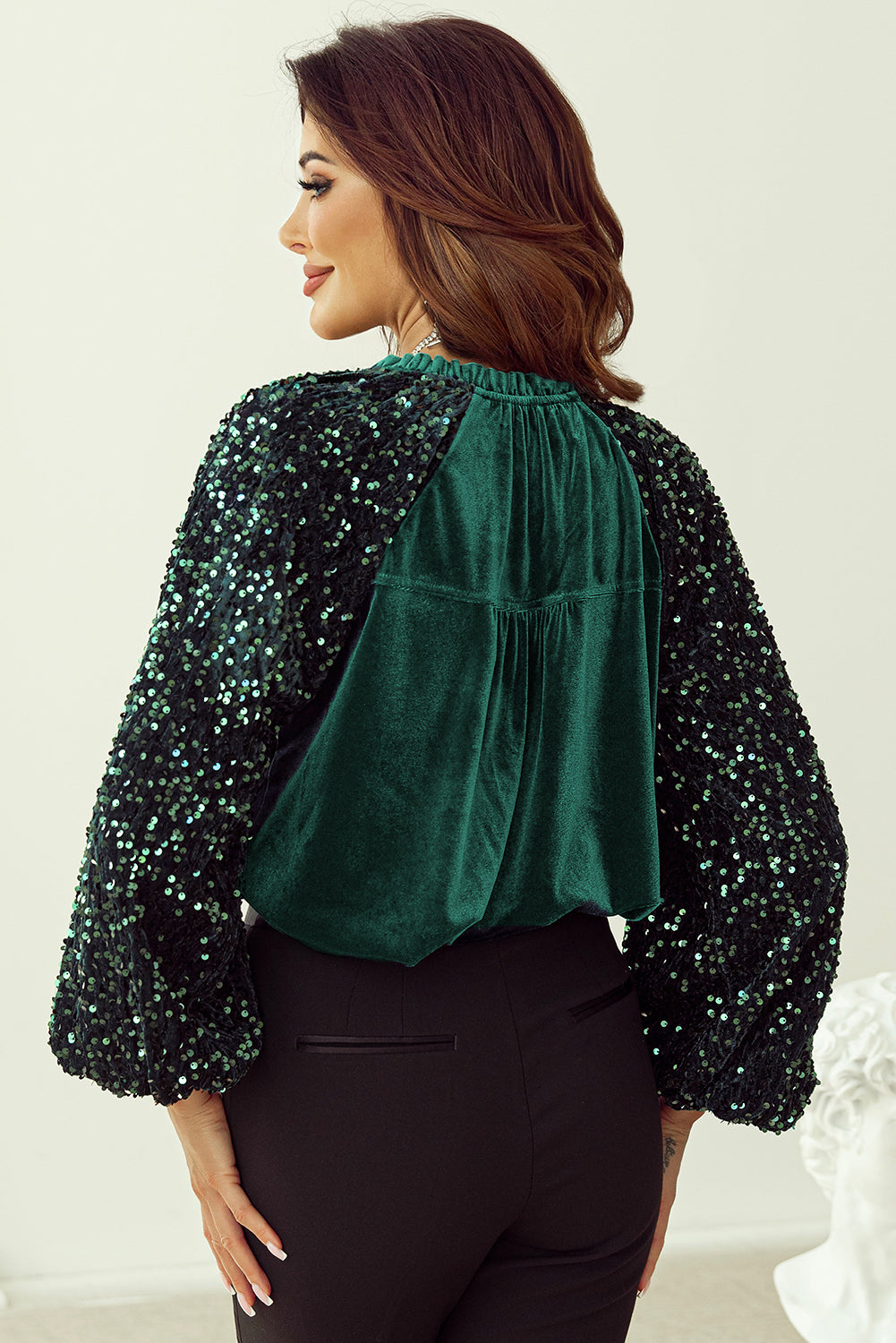 Red Dahlia Sequin Velvet Top