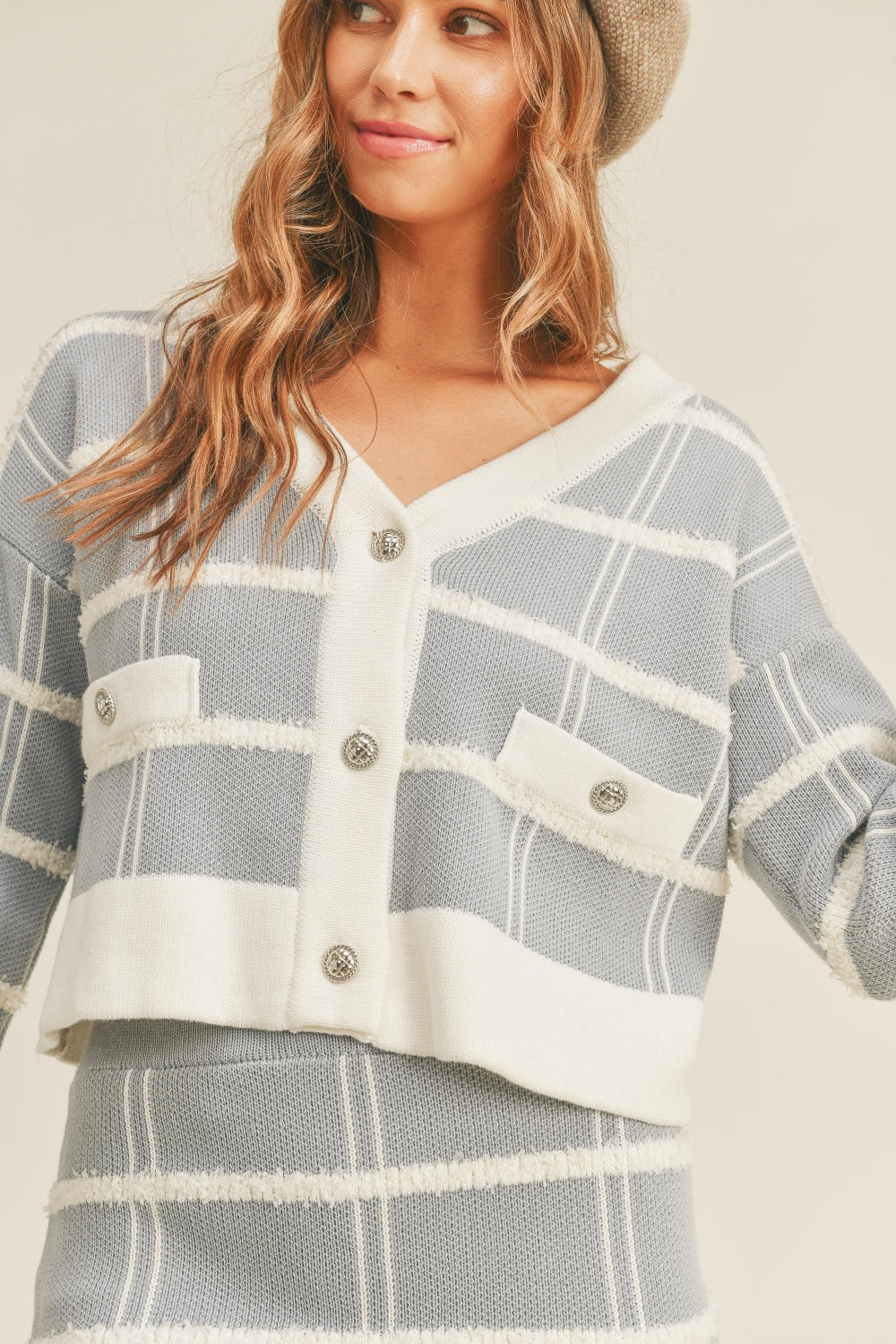 MABLE Plaid Button Down Mini Skirt Set