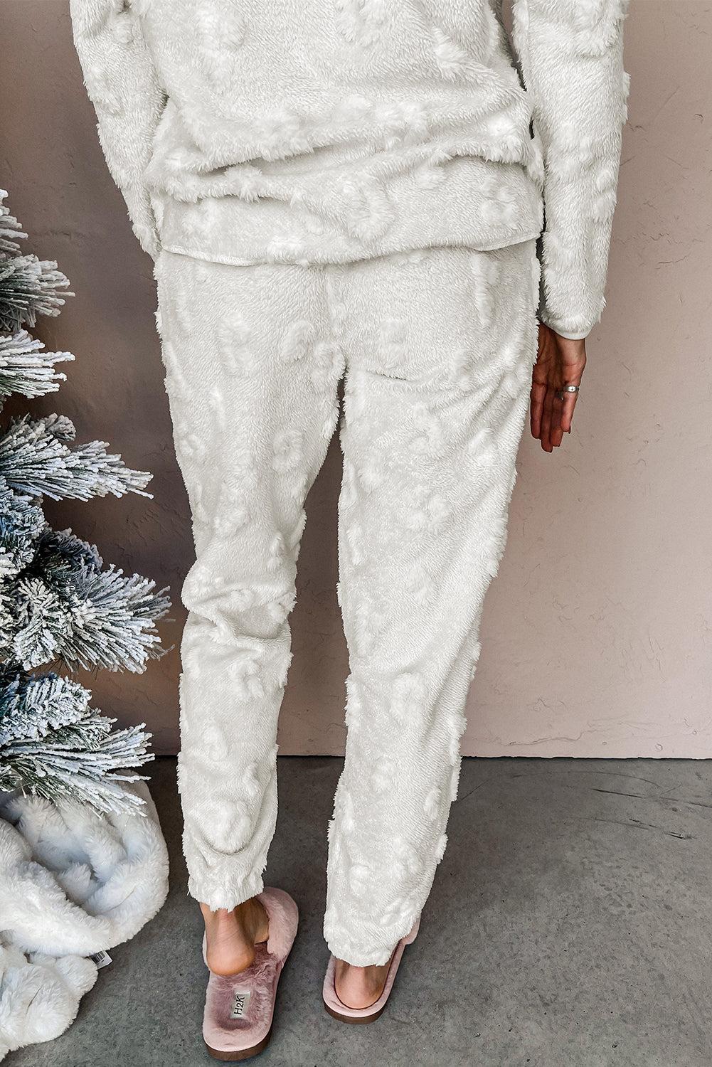 Leopard Textured Fleece Lounge Set
