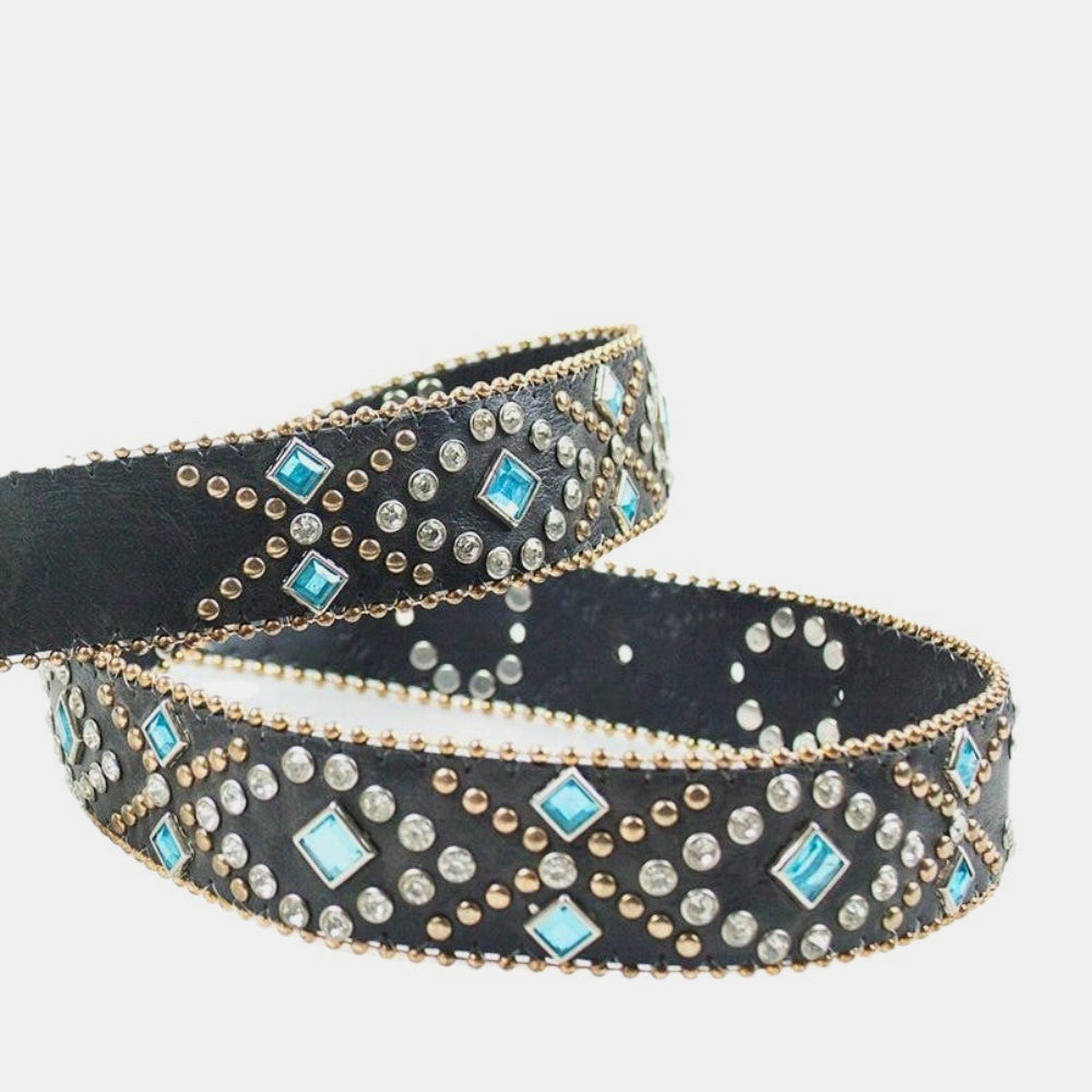 Rhinestone Western Chic Leather Belt