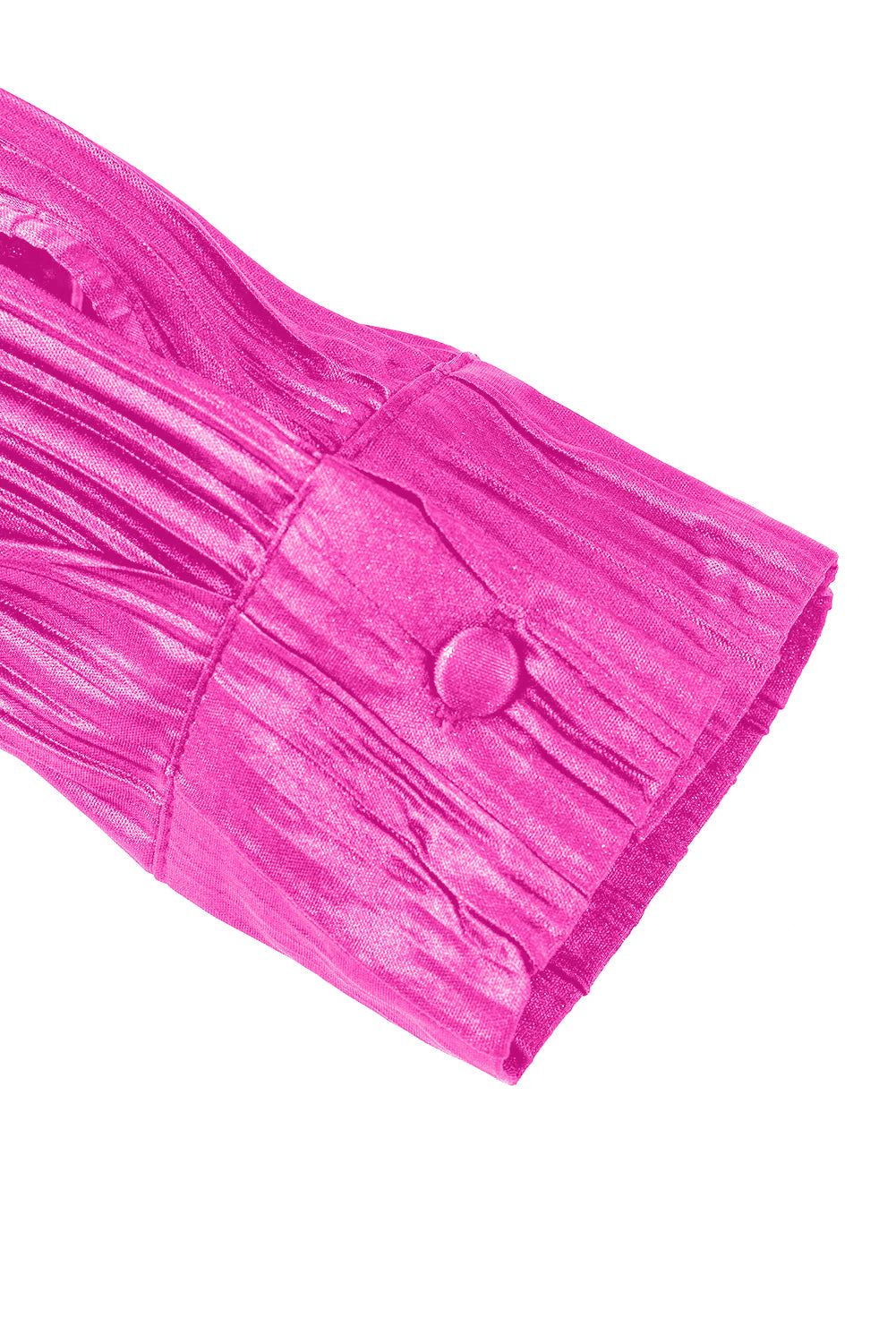 Hot Pink Rose Pleated Long Sleeve Shirt & Wide-Leg Pants Set