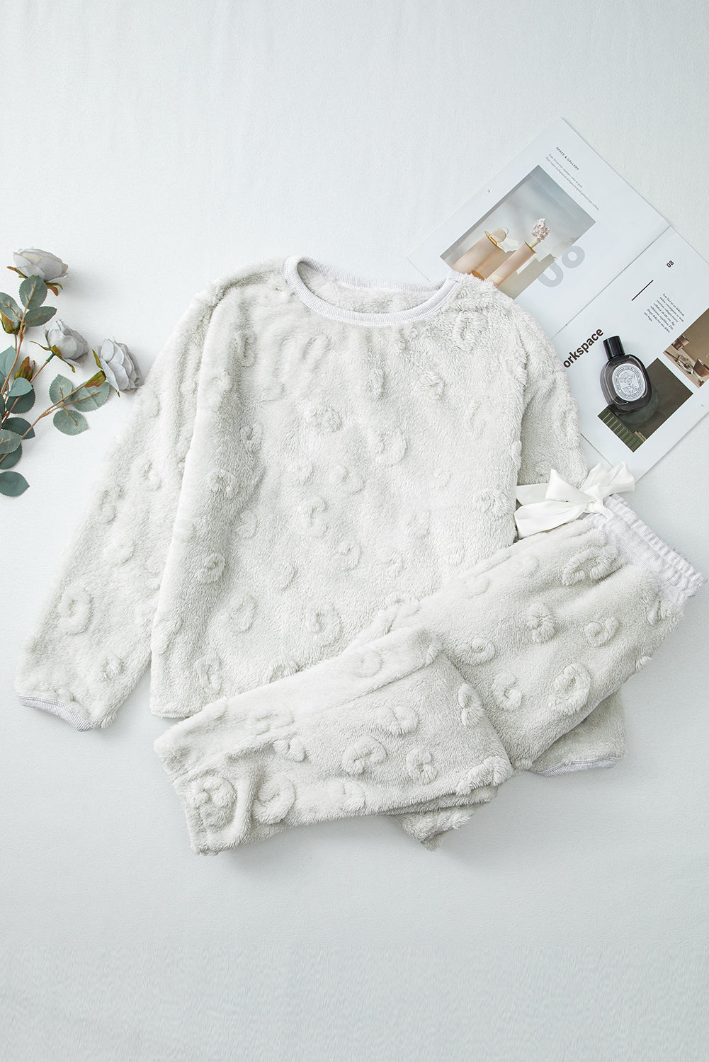 Leopard Textured Fleece Lounge Set