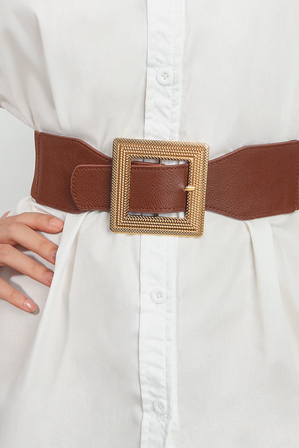 Stylish Gold Buckle Leather Belt