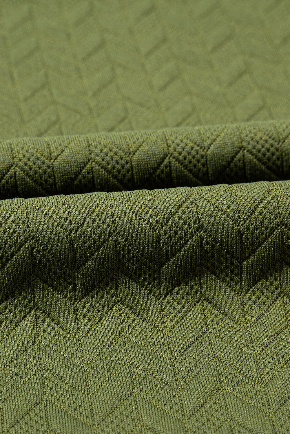 Green Solid Color Textured Raglan Sleeve Pullover Sweatshirt