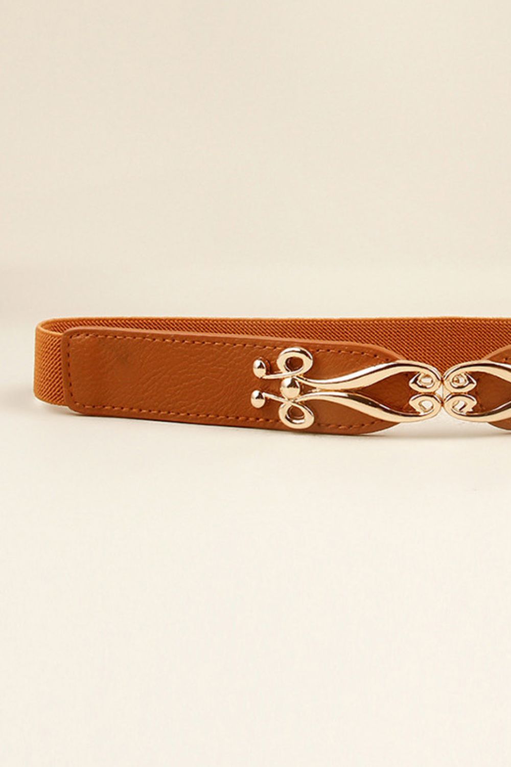 Buckle Elastic Belt with Gold Accents
