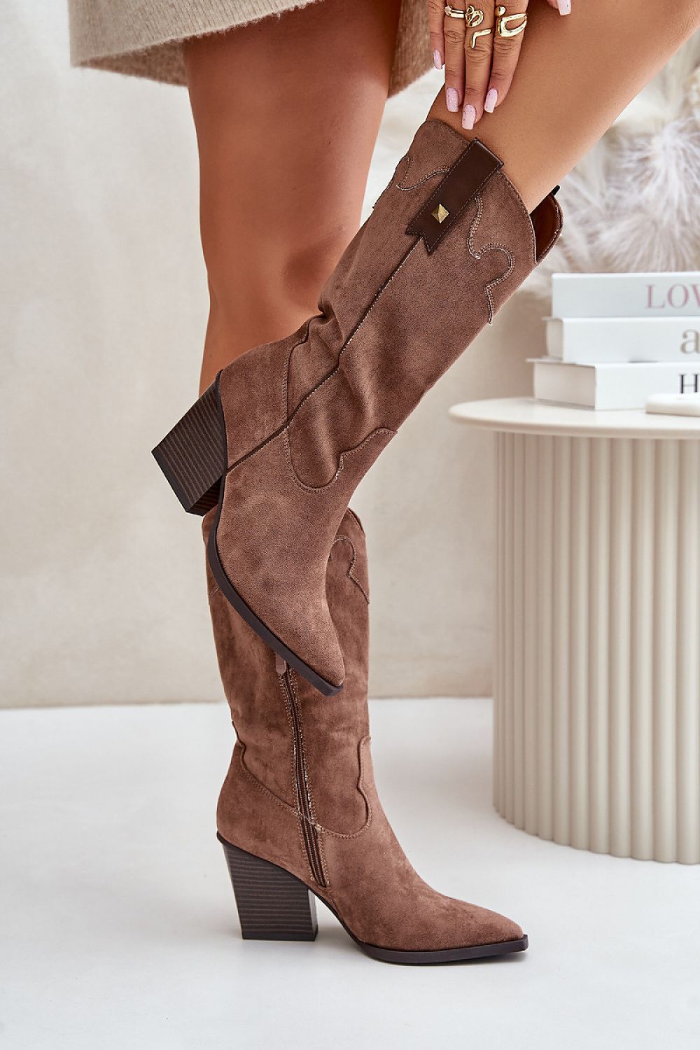 Flirty Calf Lenth Suede Boots