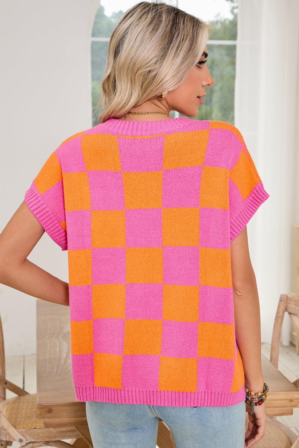 Colorblock Checkered Knit