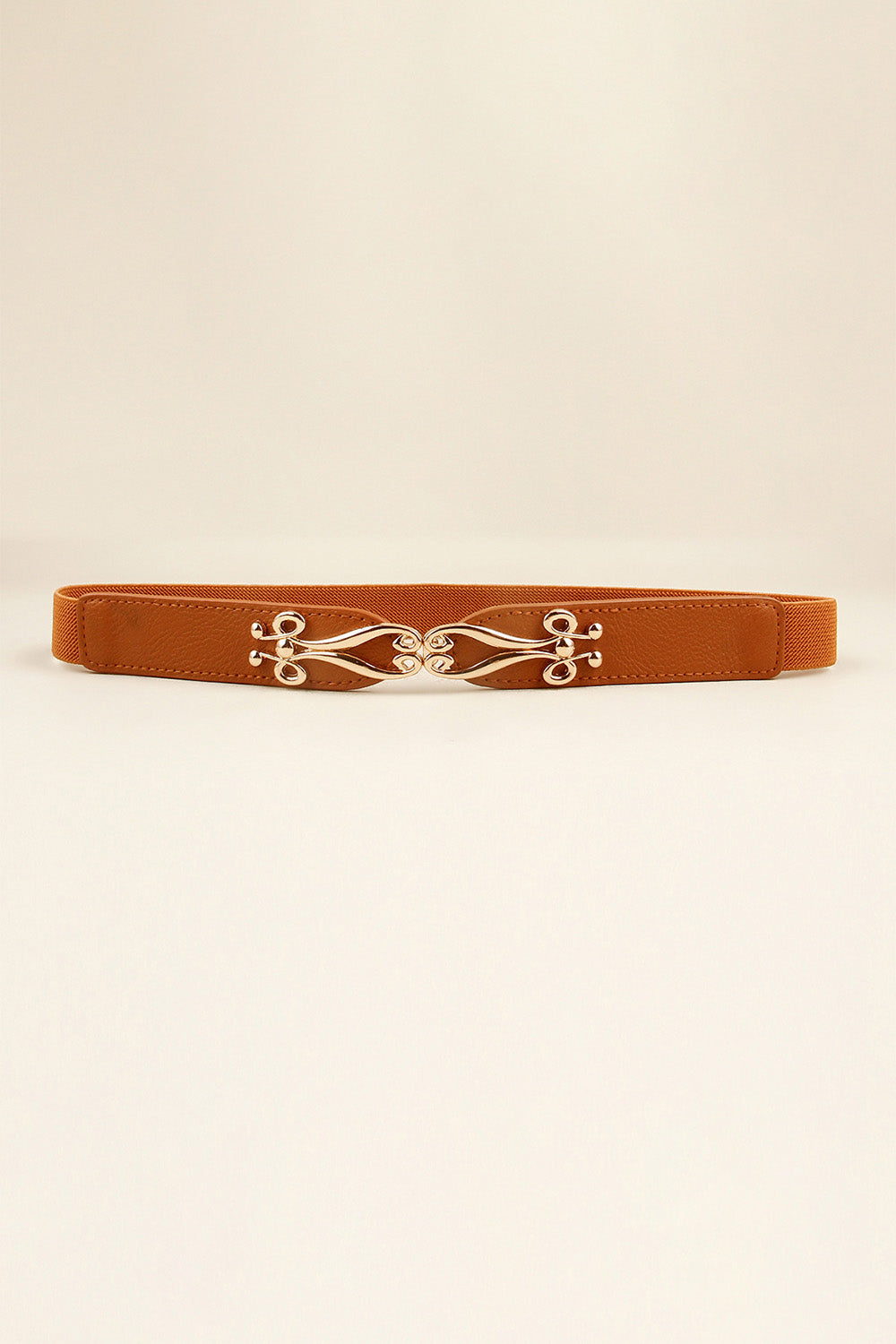 Buckle Elastic Belt with Gold Accents