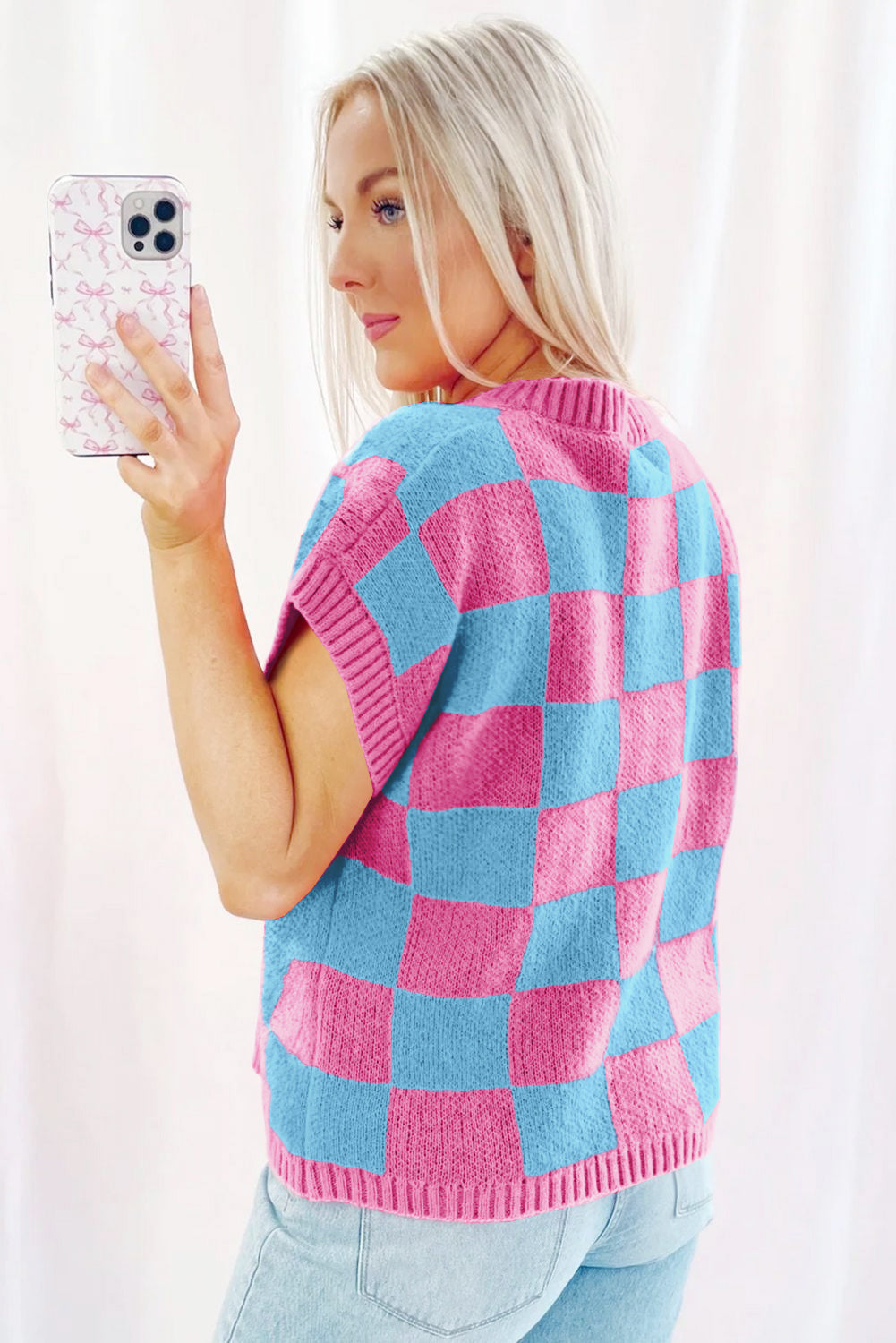Colorblock Checkered Knit