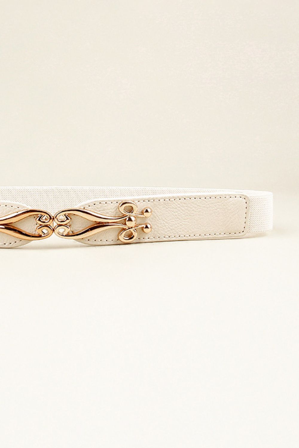 Buckle Elastic Belt with Gold Accents