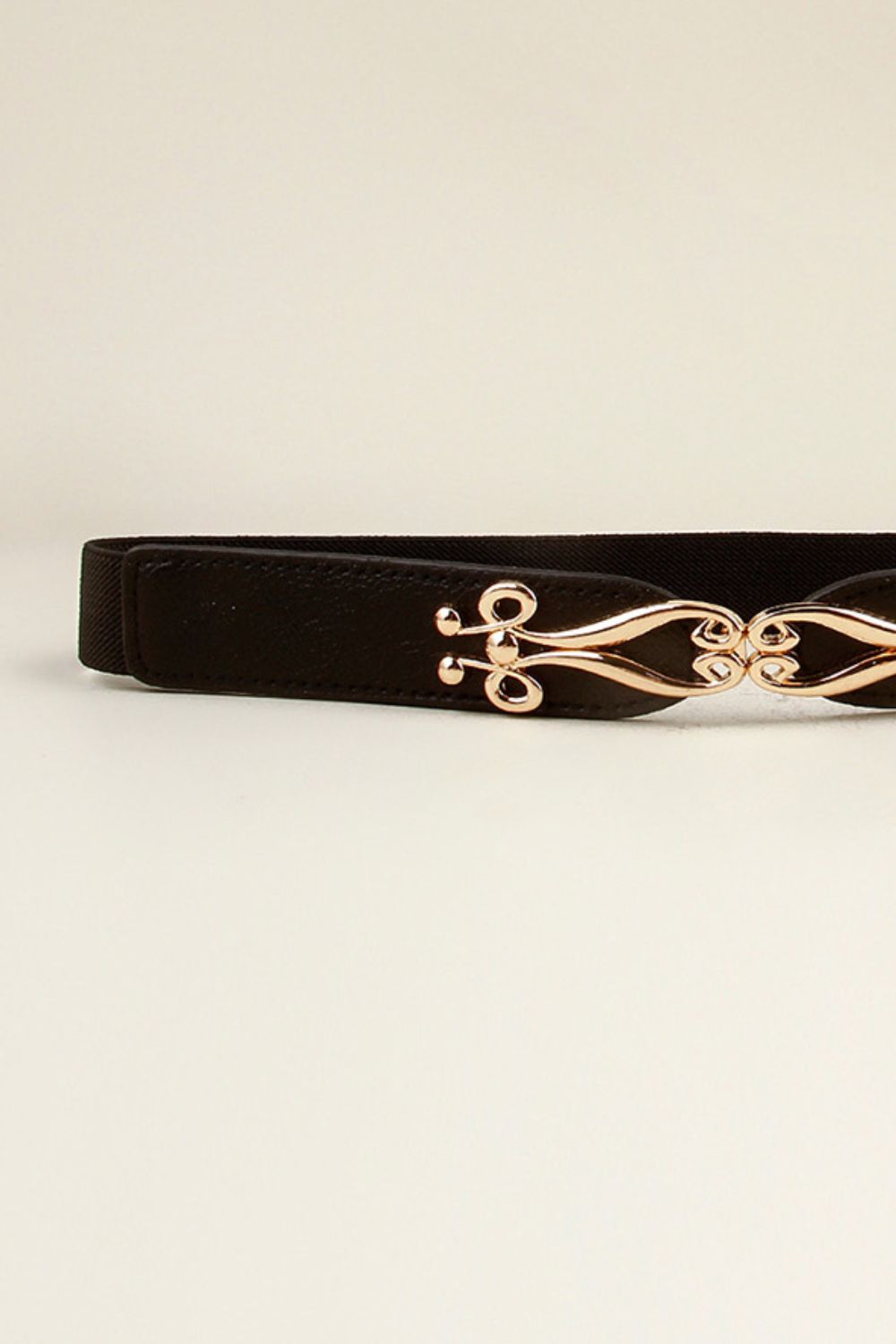 Buckle Elastic Belt with Gold Accents