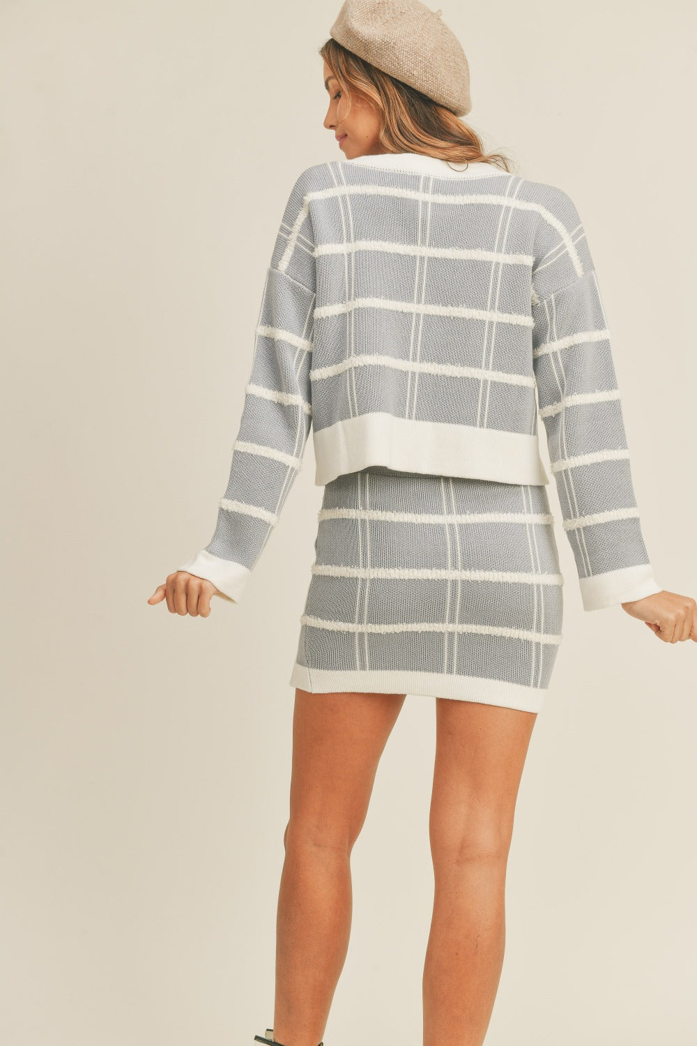MABLE Plaid Button Down Mini Skirt Set