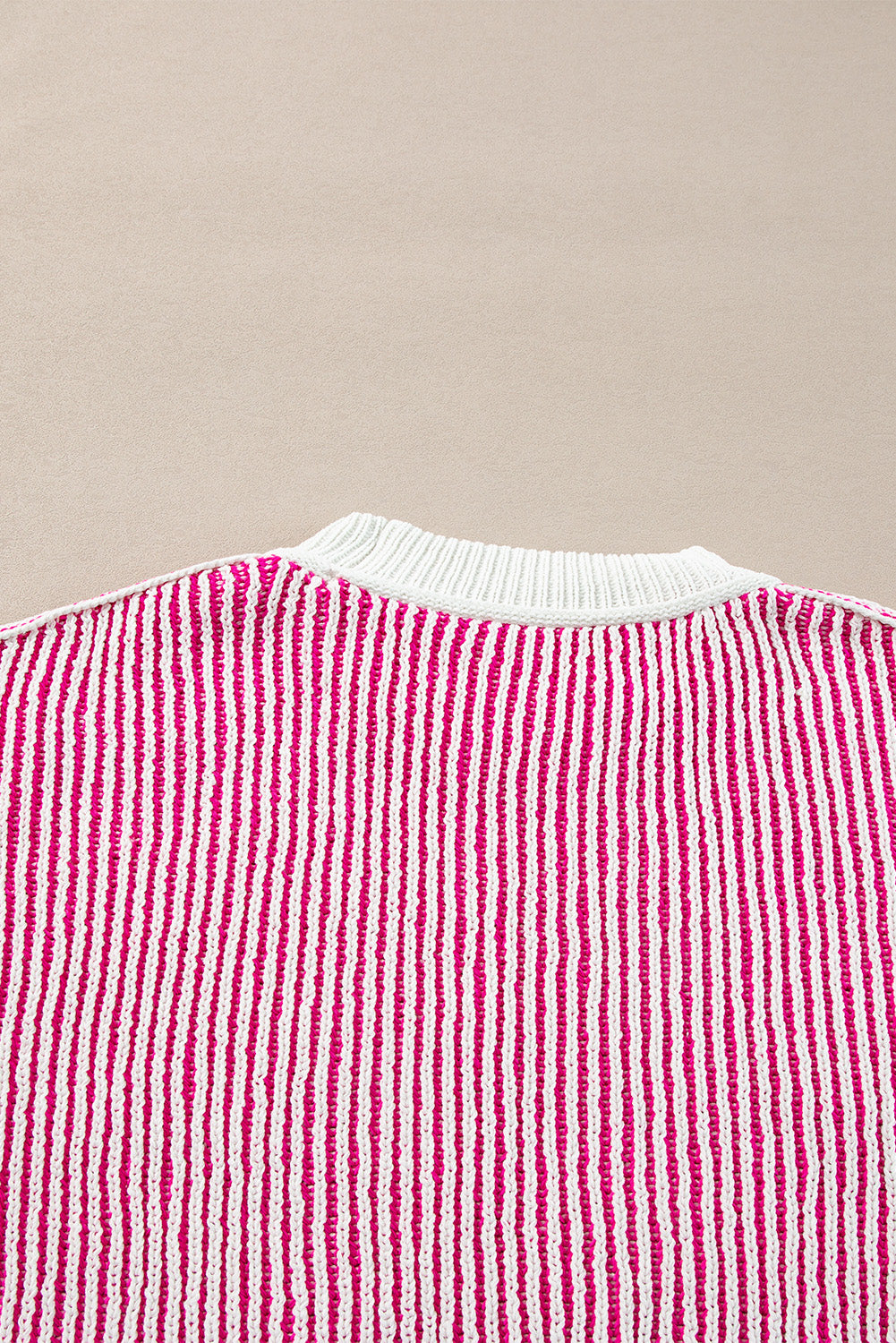 Pink Striped Textured Sweater