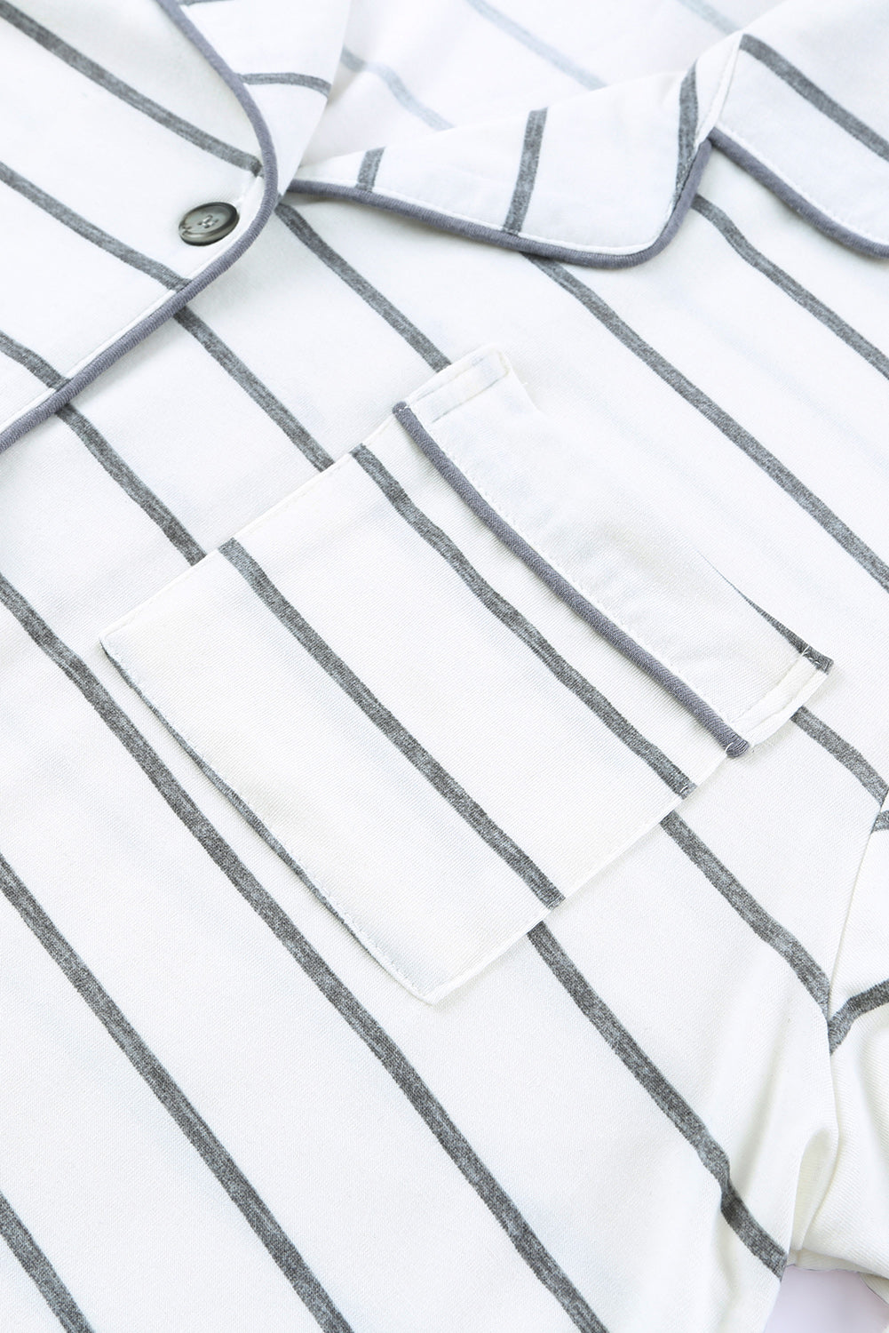 Chic and Cozy Long Sleeve Striped Buttoned Top & Loose Pants Pajama Set